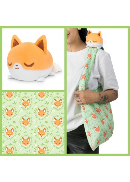 Floral Fox Plushie Tote Bag - TeeTurtle